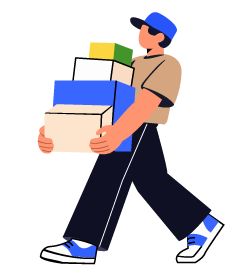 Delivery Worker Carrying Packages Illustration, flat style, for logistics, free illustration