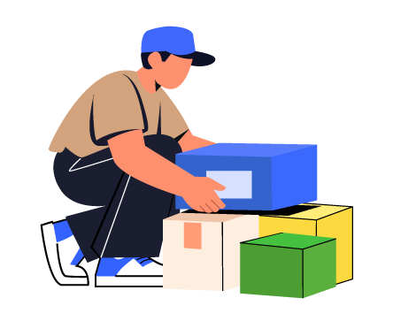 Delivery Worker Sorting and Organizing Packages, flat style, for logistics, free illustration