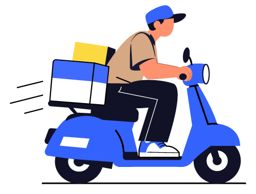 Fast Delivery Courier on Scooter Illustration, flat style, for logistics, free illustration