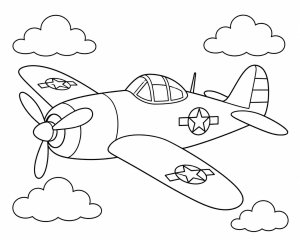 Vintage propeller plane free coloring page