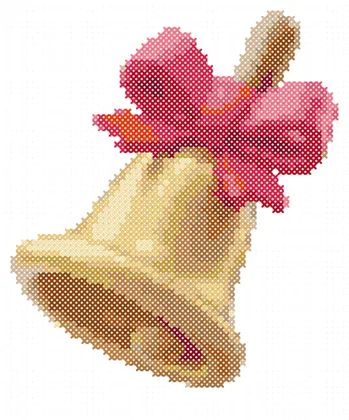 Christmas Bell with Red Bow cross stitch pattern