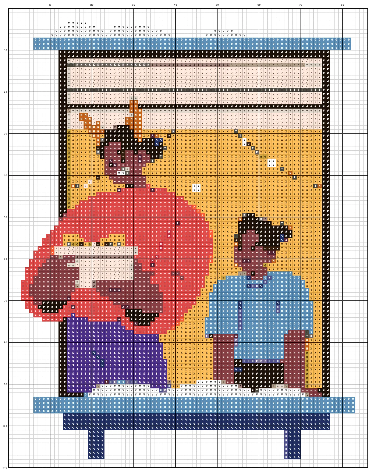 Christmas Family at the Window cross stitch chart with symbols
