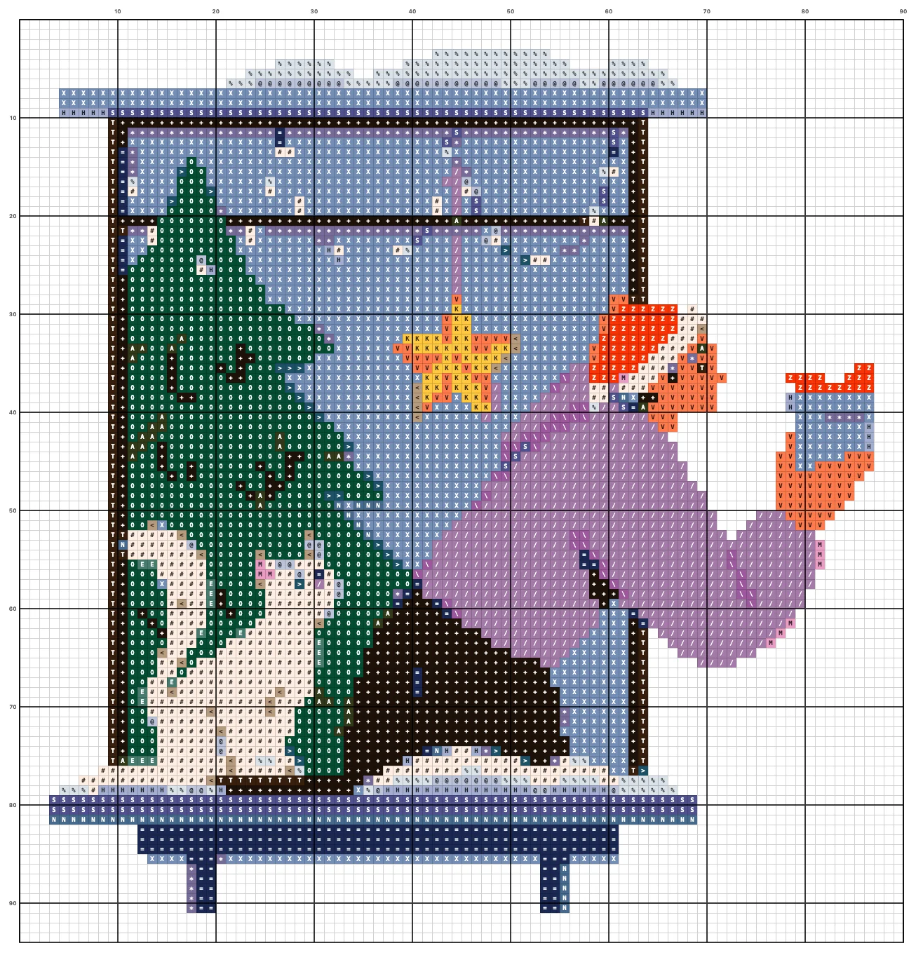 Christmas Gift at the Window cross stitch chart with symbols