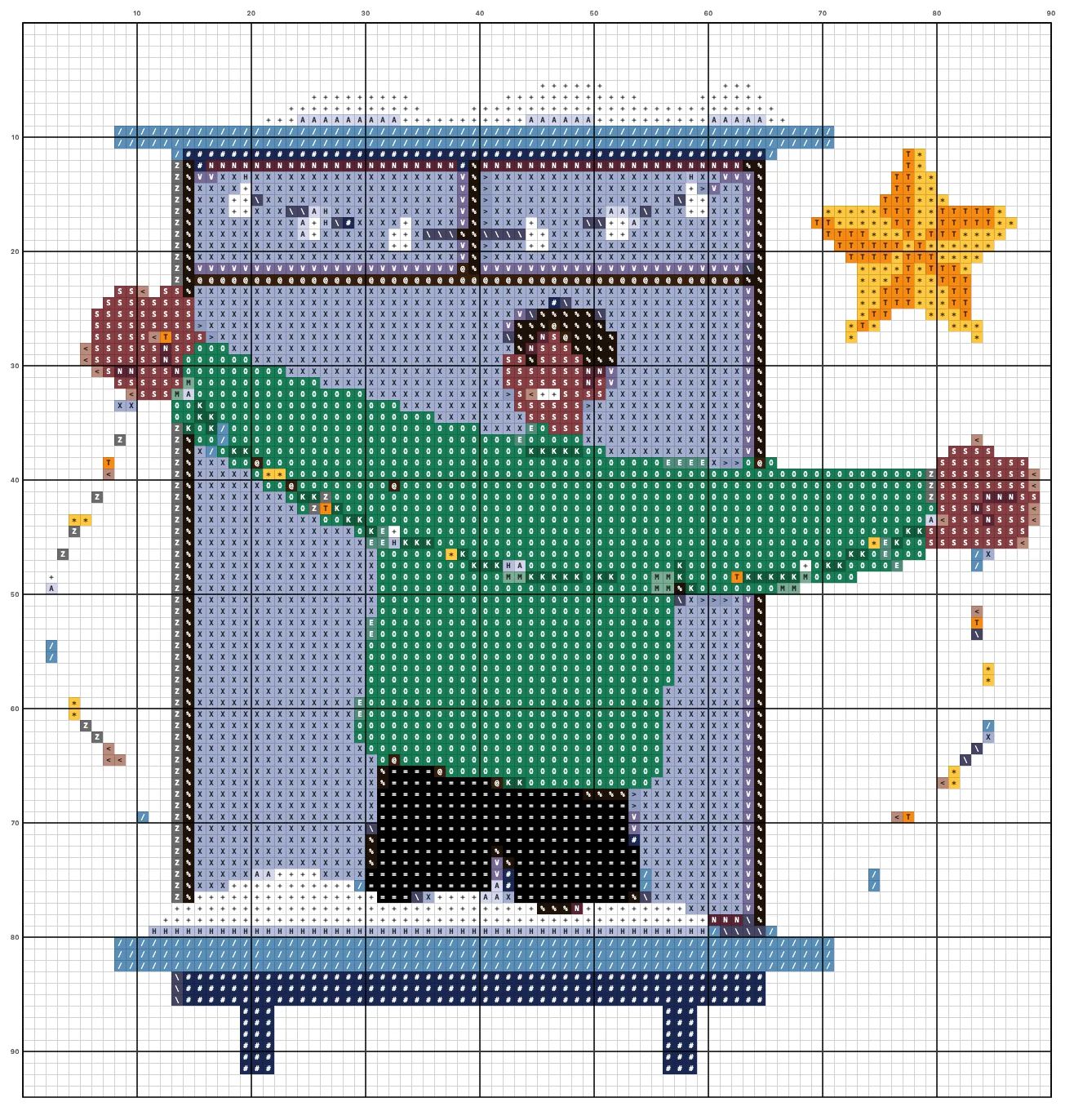 Hanging Christmas Lights cross stitch chart with symbols