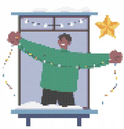 Hanging Christmas Lights cross stitch pattern
