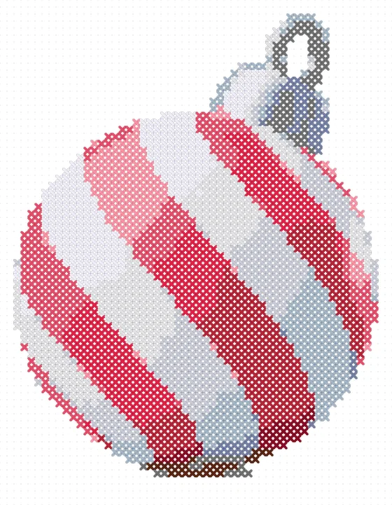 Striped Christmas Ornament cross stitch pattern, stitched preview