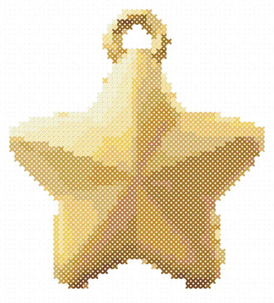 Golden Christmas Star cross stitch pattern, stitched preview