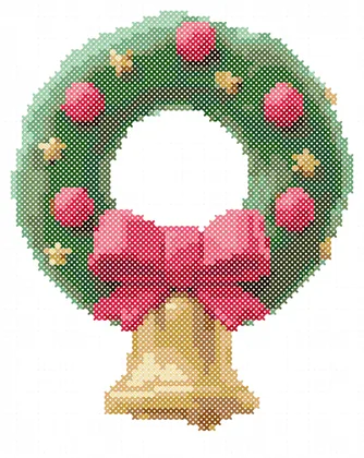 Christmas Wreath with Bell cross stitch pattern