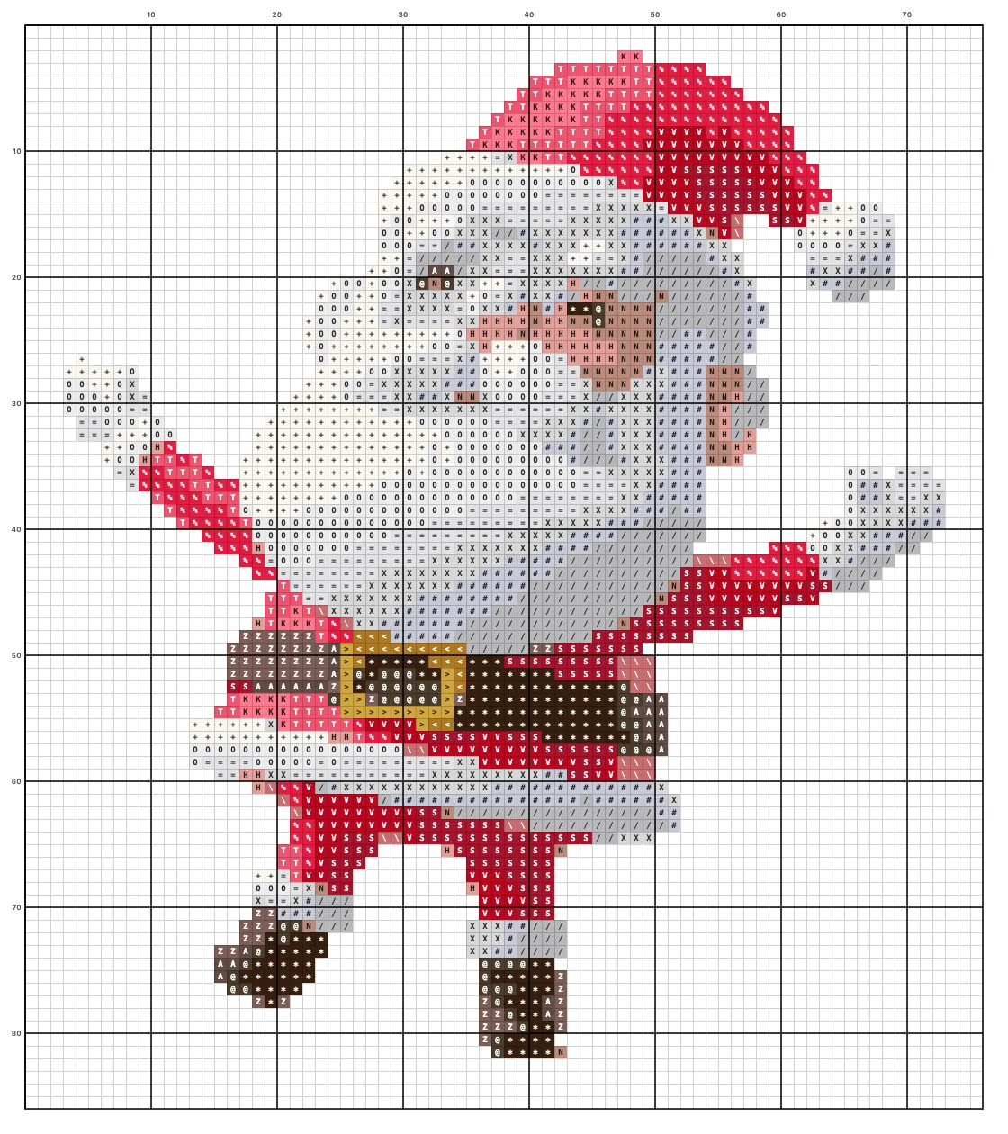 Jolly Santa Claus cross stitch chart with symbols