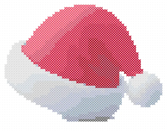 Santa Hat cross stitch pattern, stitched preview