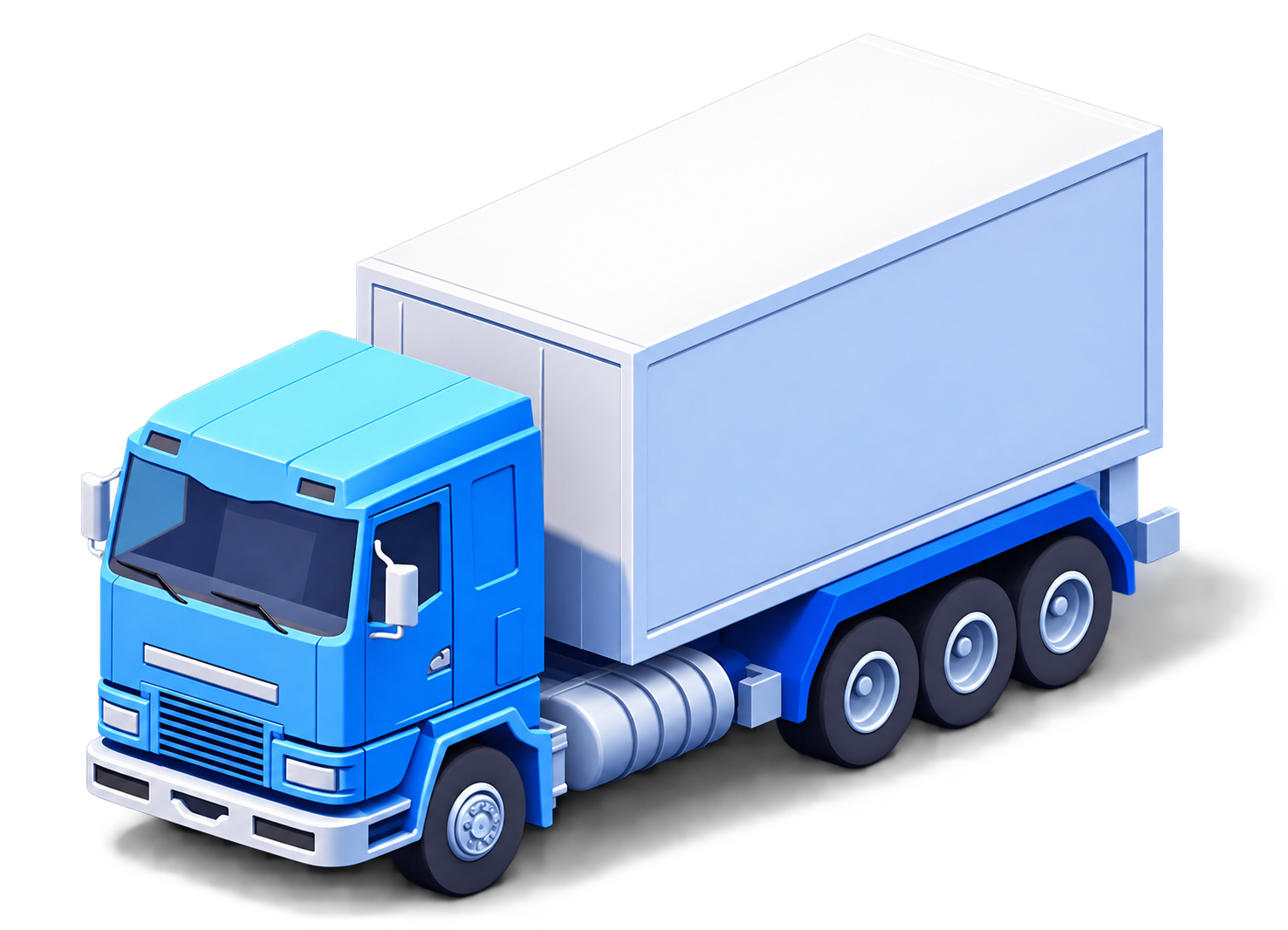 3D Blue Cargo Box Truck Illustration, 3d style, for logistics, free illustration