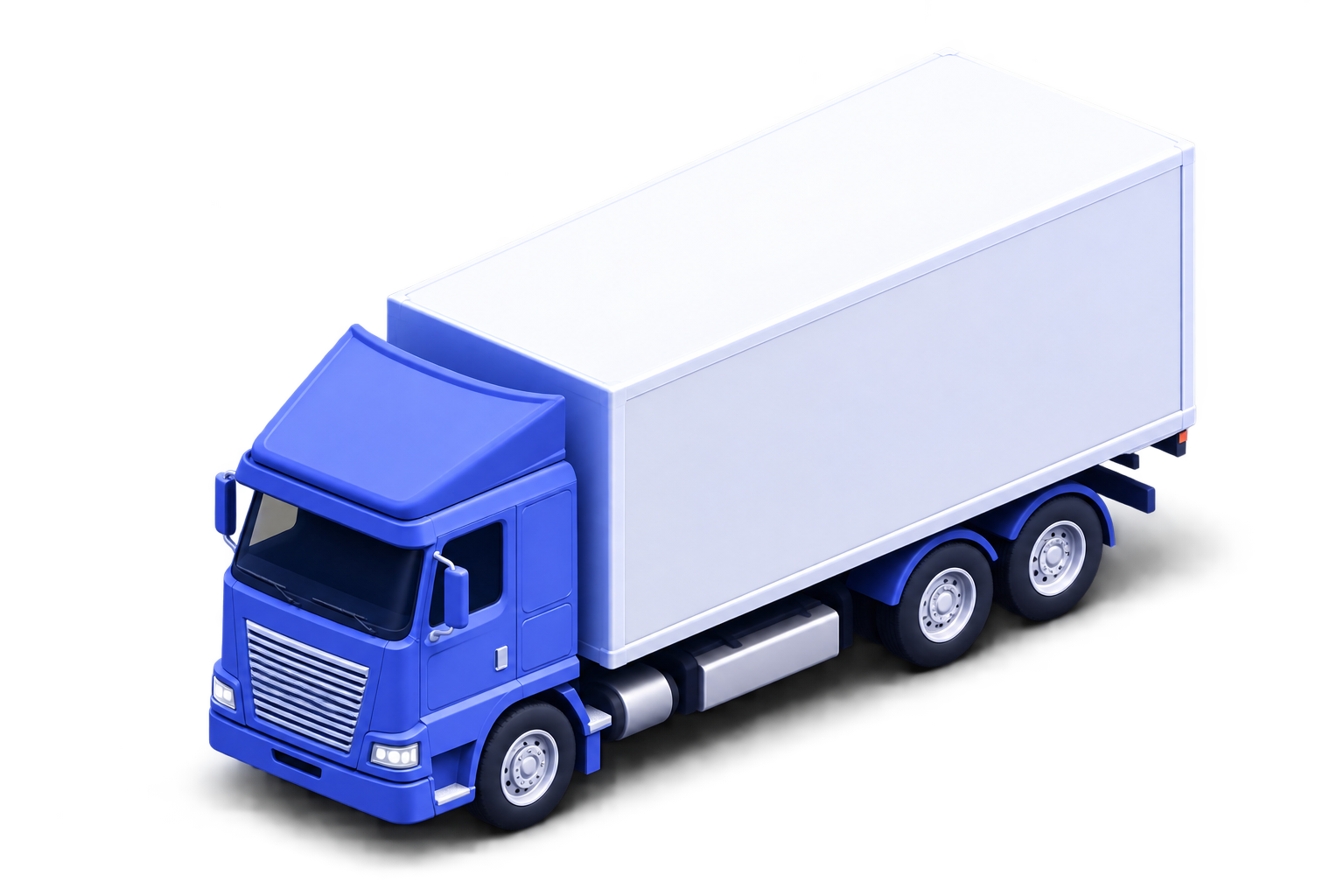 3D Blue Semi Truck with Box Trailer Illustration, 3d style, for logistics, free illustration