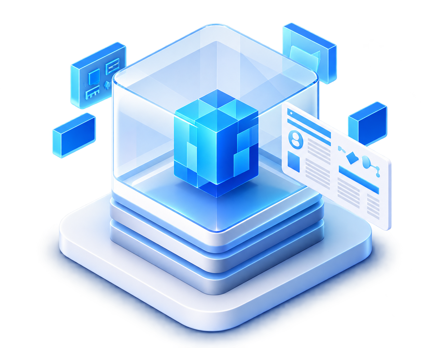 3D Data Management & Digital Information, 3d style, for technology, free illustration