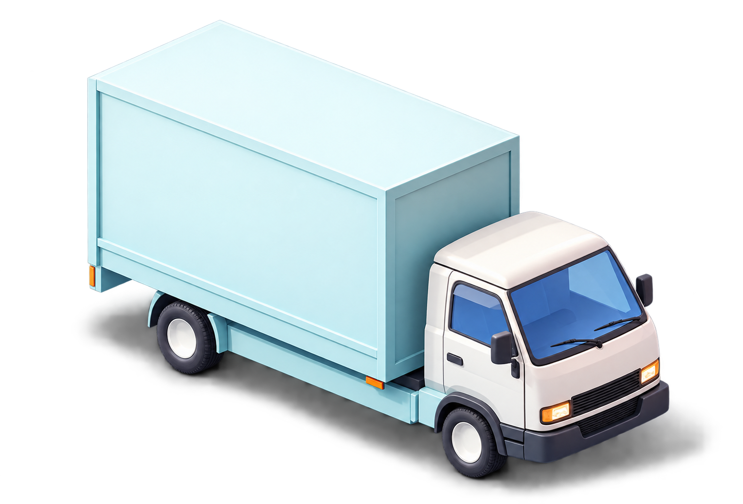 3D Light Blue Box Truck Delivery Illustration, 3d style, for logistics, free illustration