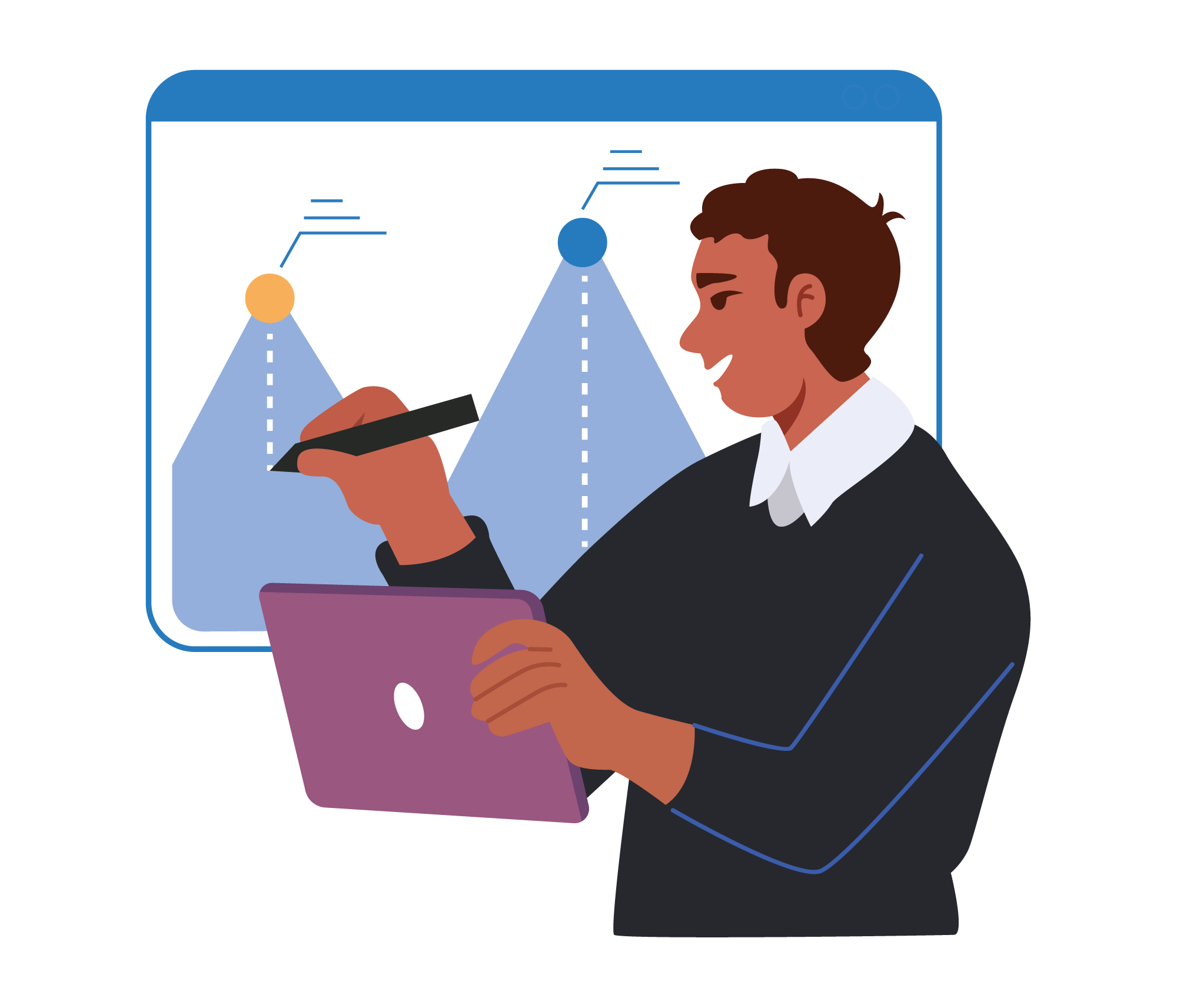 Business Performance & Data Dashboard, flat style, for technology, free illustration