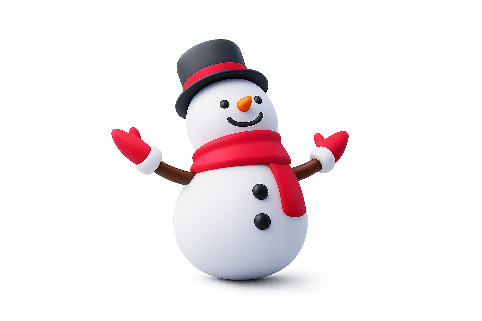 Cheerful Snowman With Red Scarf, 3d style, for christmas, free illustration