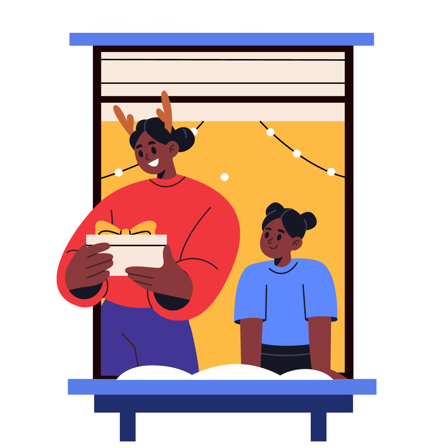 Christmas Family Celebration llustration, flat style, for christmas, free illustration