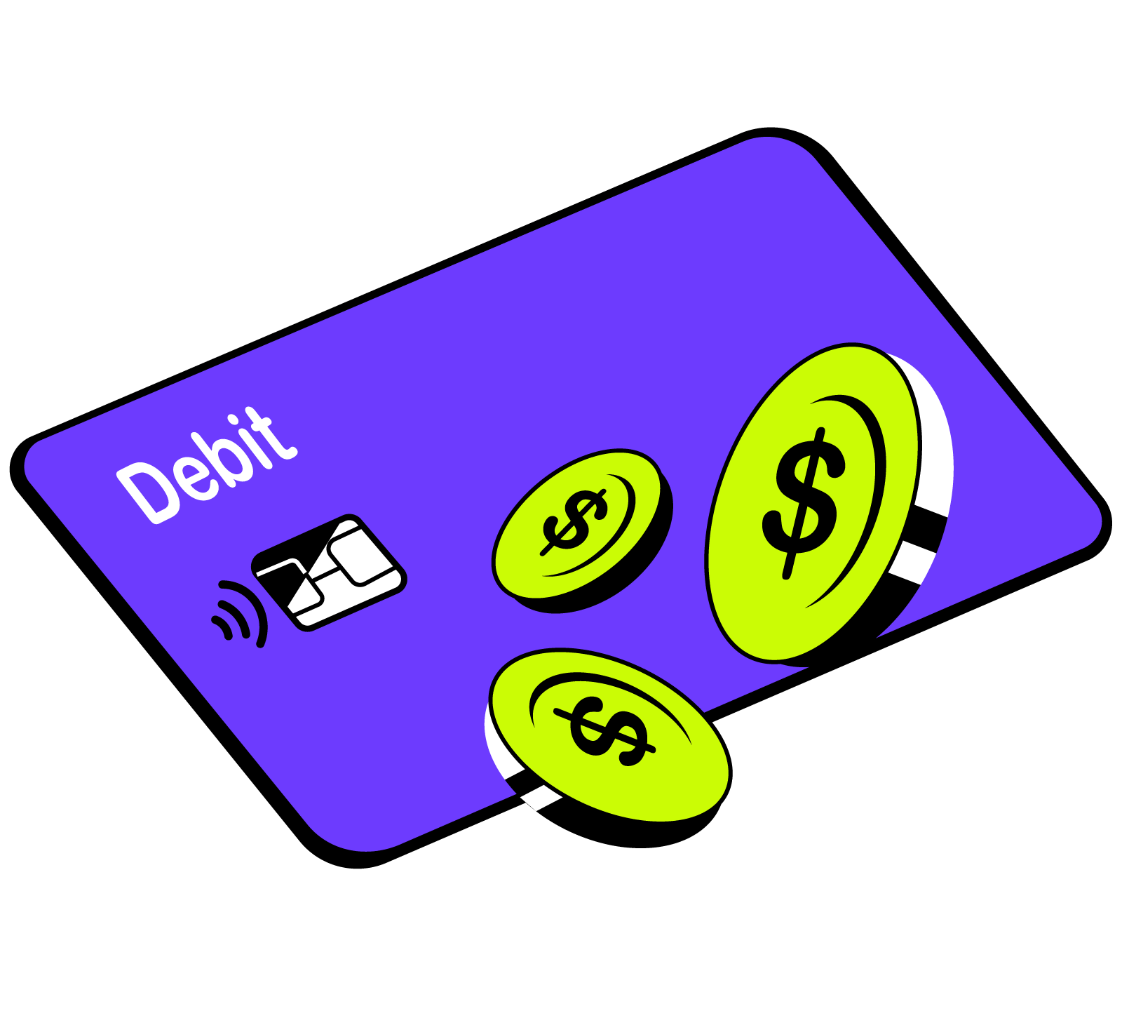 Contactless Debit Card Payment Illustration, flat style, for fintech, free illustration