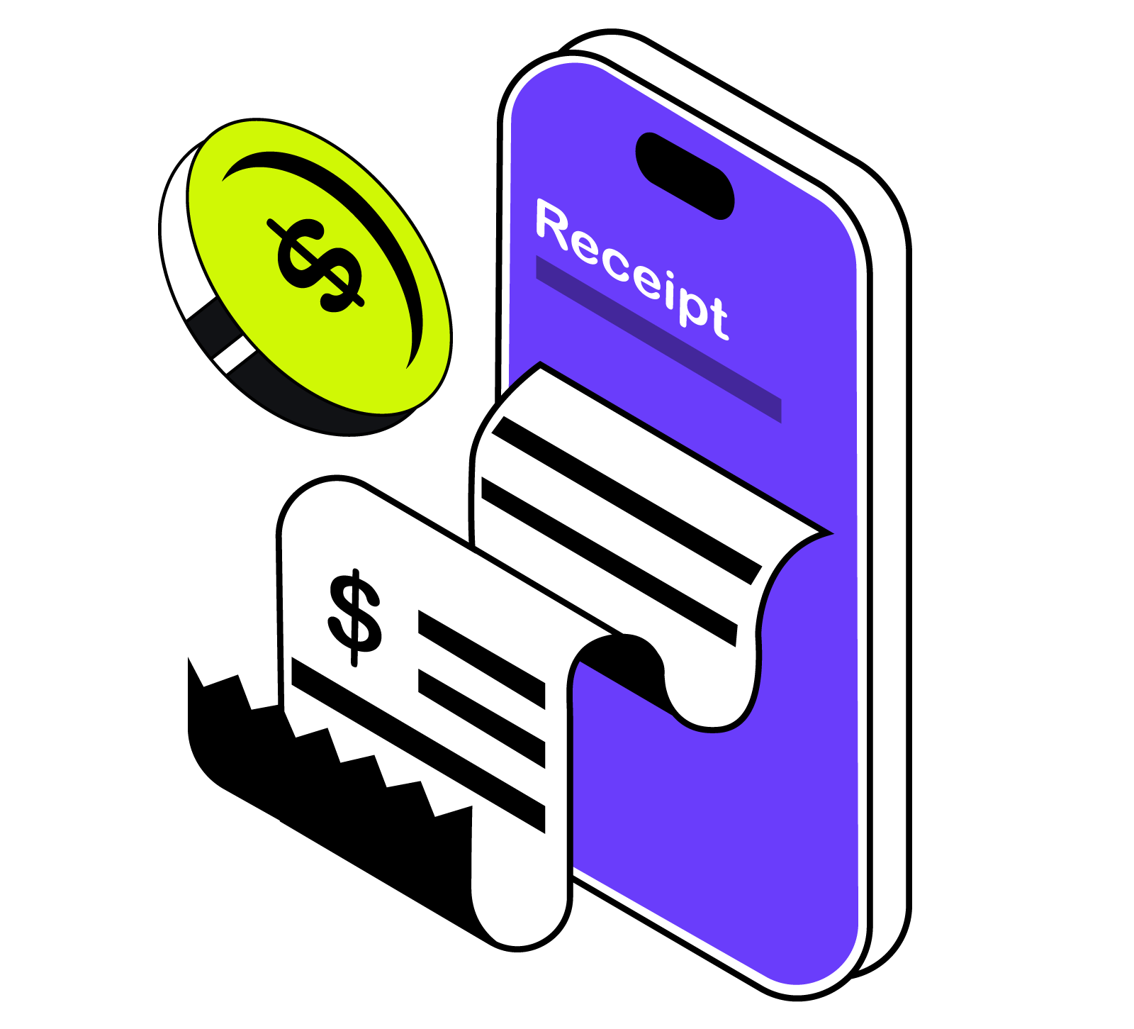 Digital Receipt & Payment Record, flat style, for fintech, free illustration