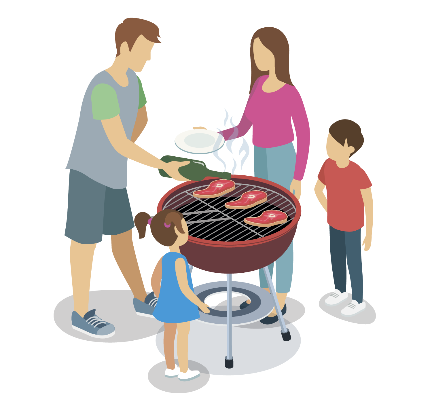 Family Barbecue Gathering Illustration, flat style, for food-beverage, free illustration