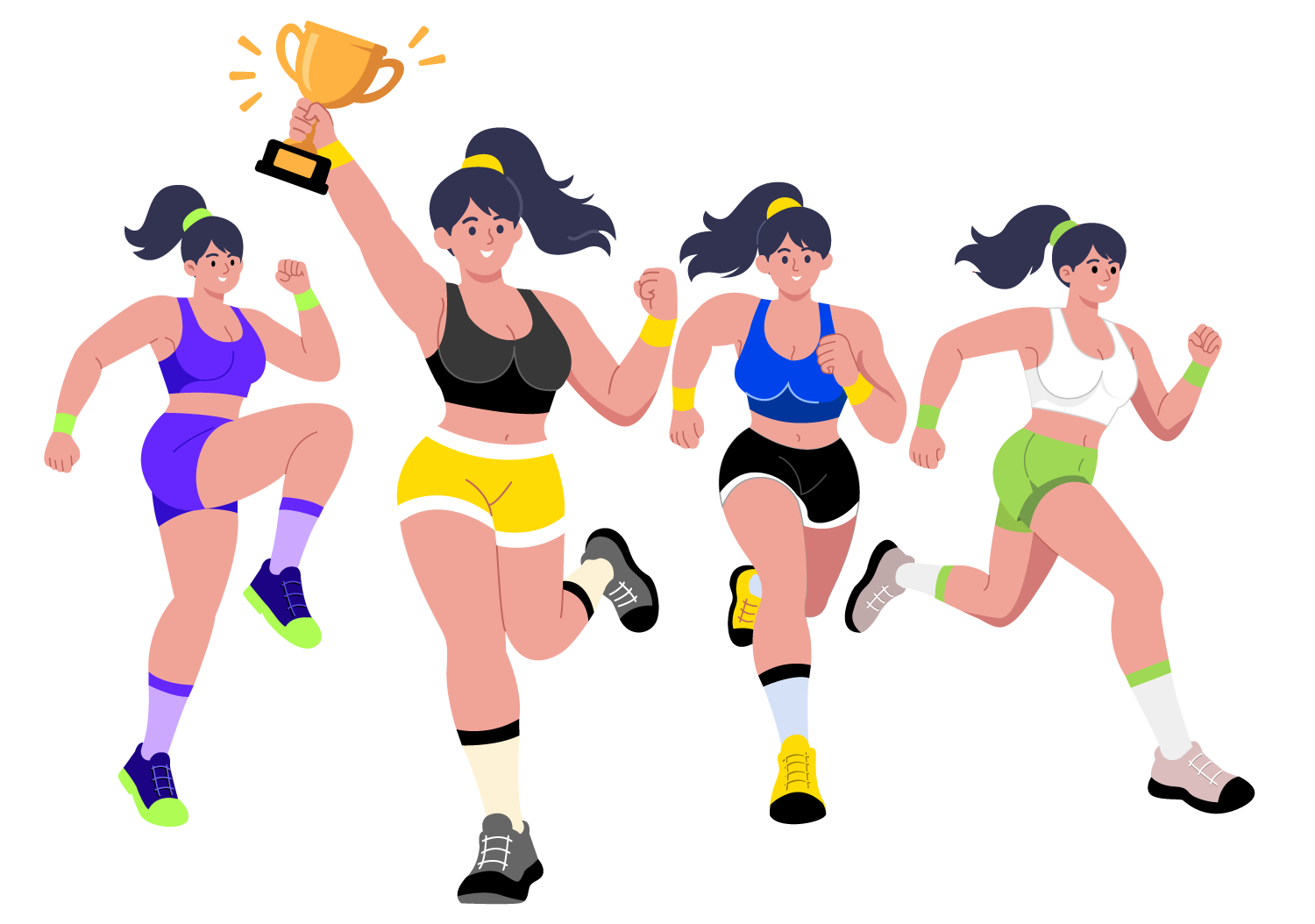 Fitness and Sports Women Illustration, flat style, for sports, free illustration