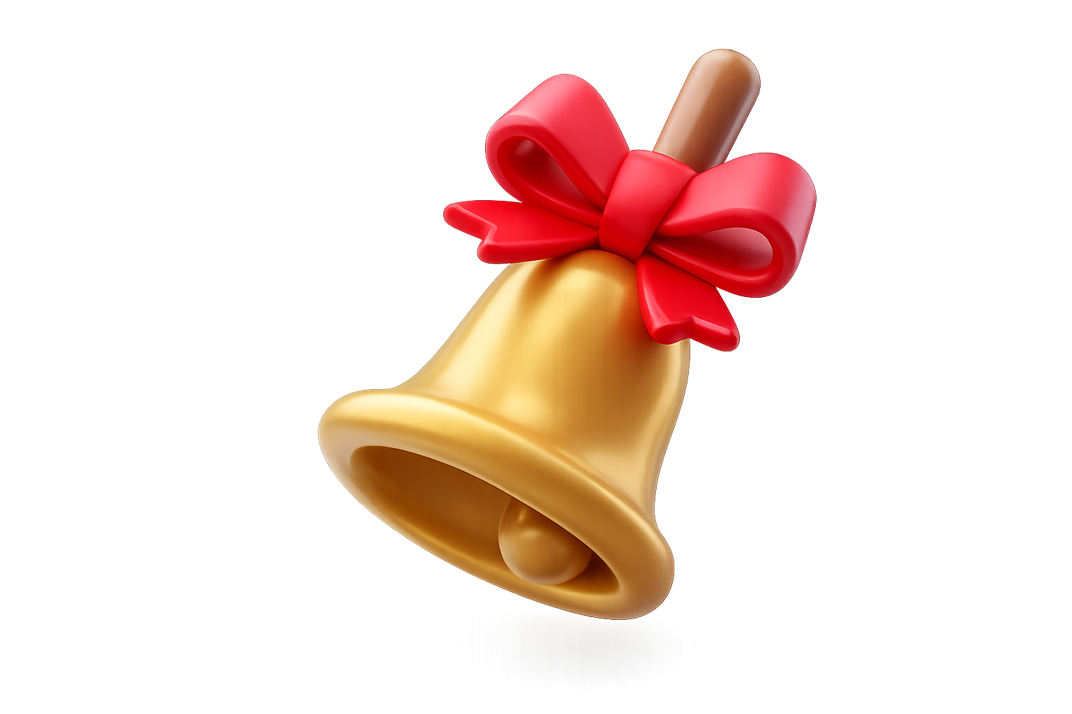 Golden Bell With Red Bow, 3d style, for christmas, free illustration