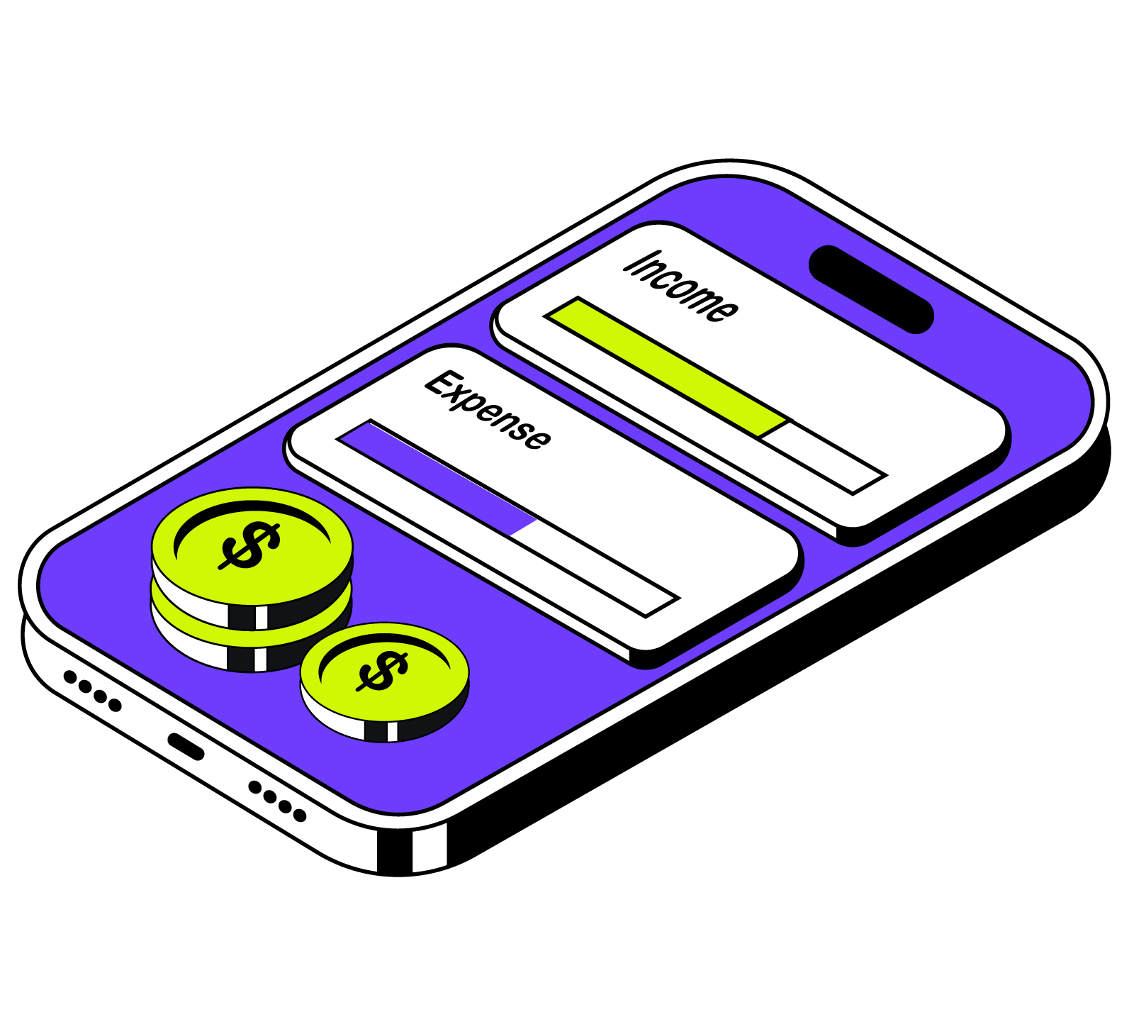Income and Expense Tracker Finance Illustration, flat style, for fintech, free illustration
