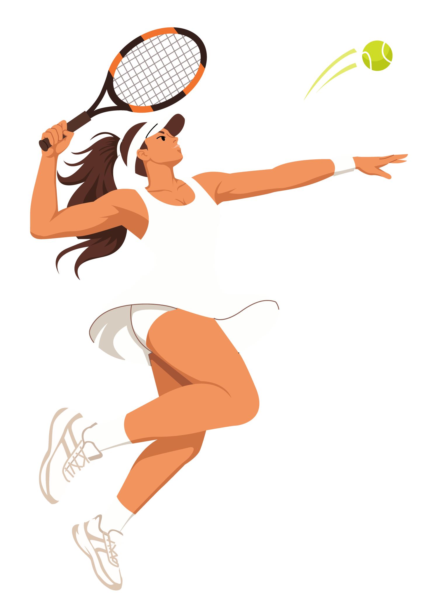Jumping Tennis Backhand Player, flat style, for sports, free illustration