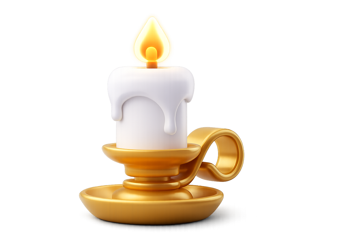 Lit Candle In Golden Holder, 3d style, for christmas, free illustration