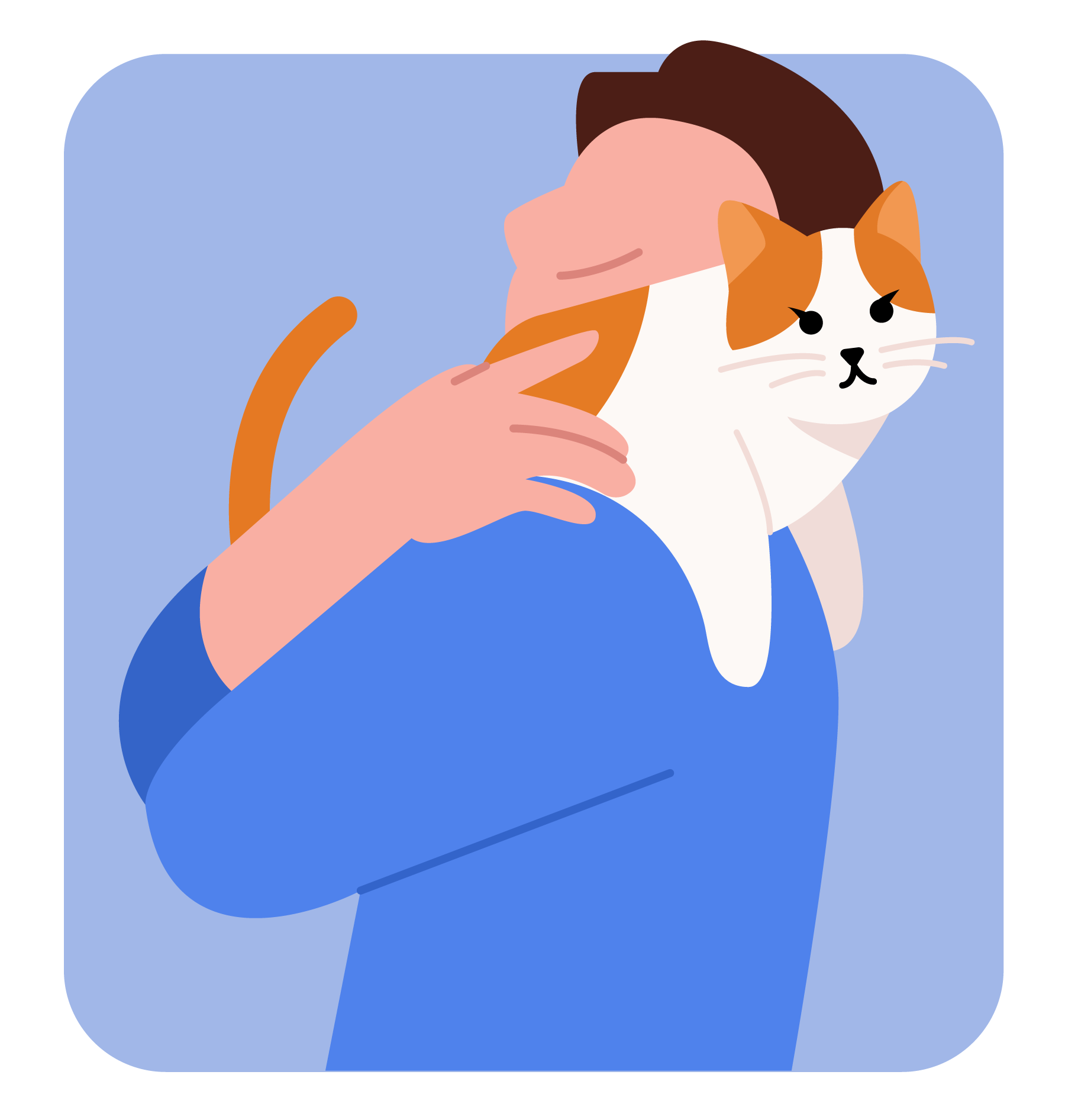 Man Hugging Cat Illustration, flat style, for pets-animals, free illustration