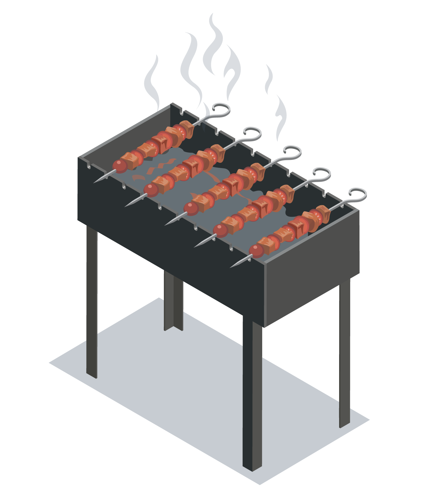 Outdoor Skewer Grill Illustration, flat style, for food-beverage, free illustration