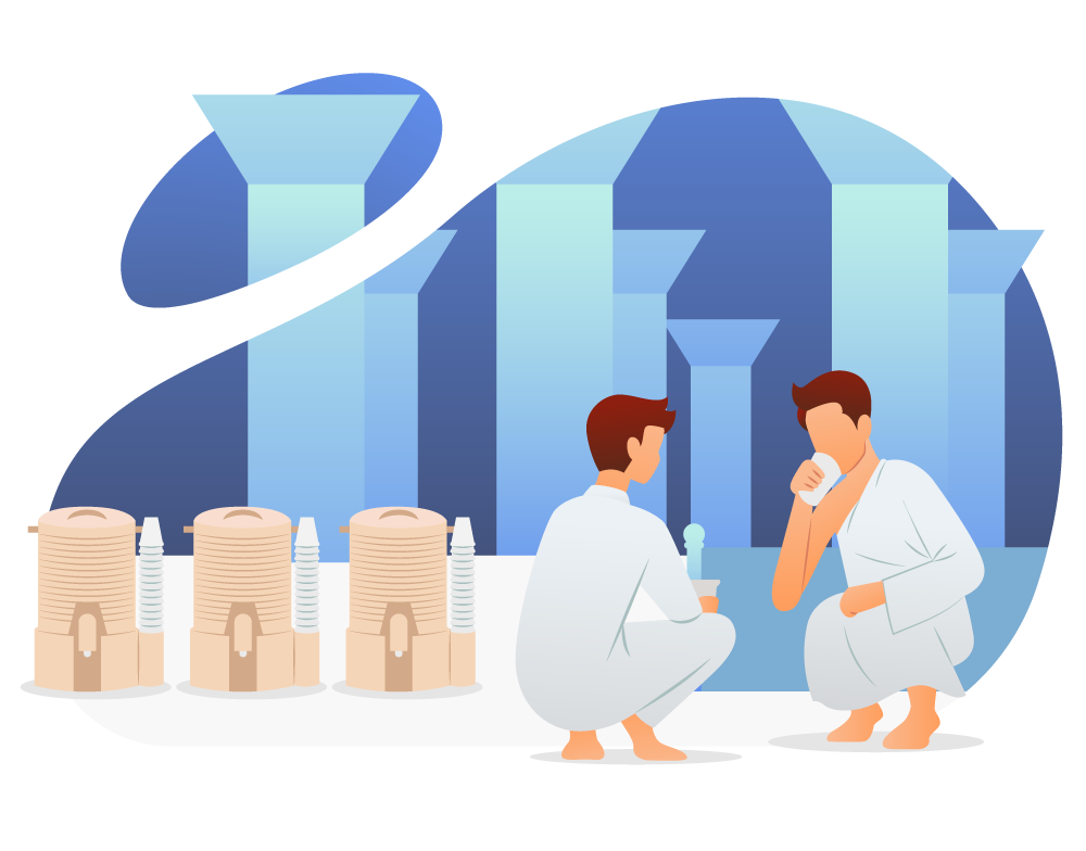 Pilgrims Exploring Holy Sites During Hajj, flat style, for travel-lifestyle, free illustration