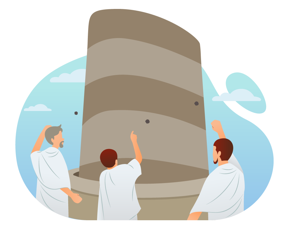 Pilgrims Visiting the Jamarat Area Hajj Illustration, flat style, for travel-lifestyle, free illustration