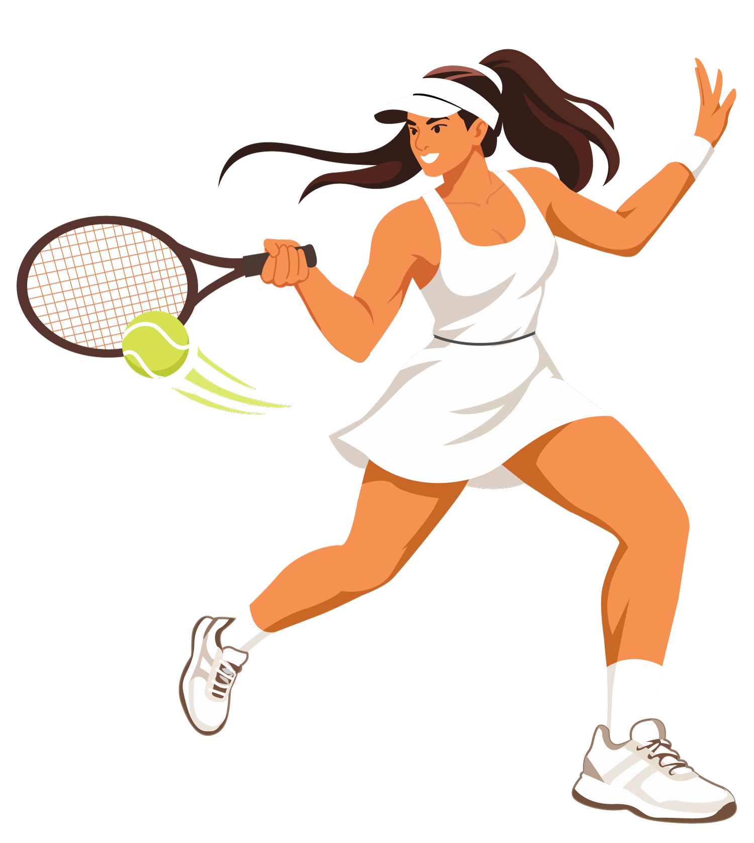 Running Forehand Tennis Player, flat style, for sports, free illustration