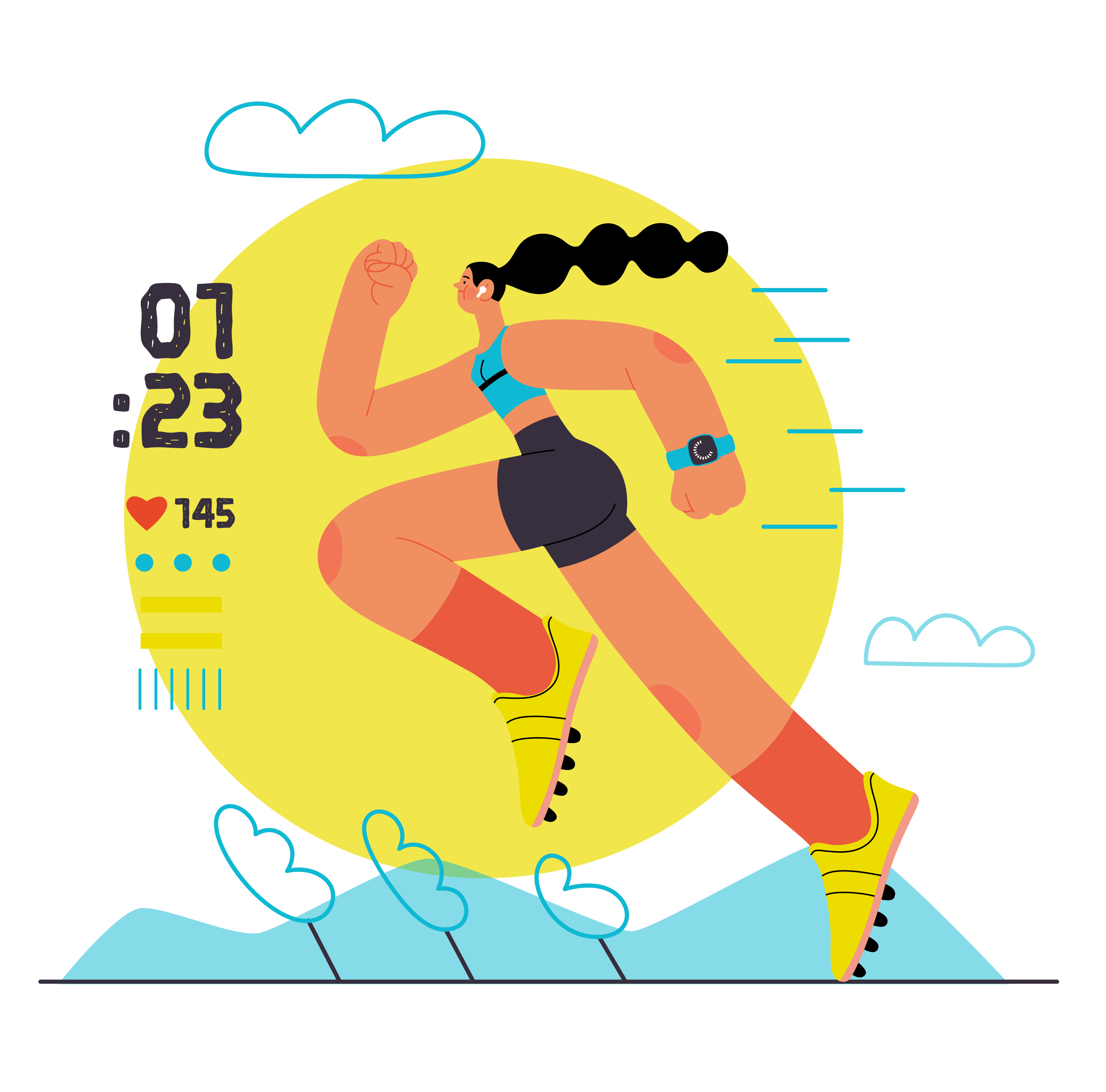 Running Wild Illustration, minimal style, for workout, free illustration