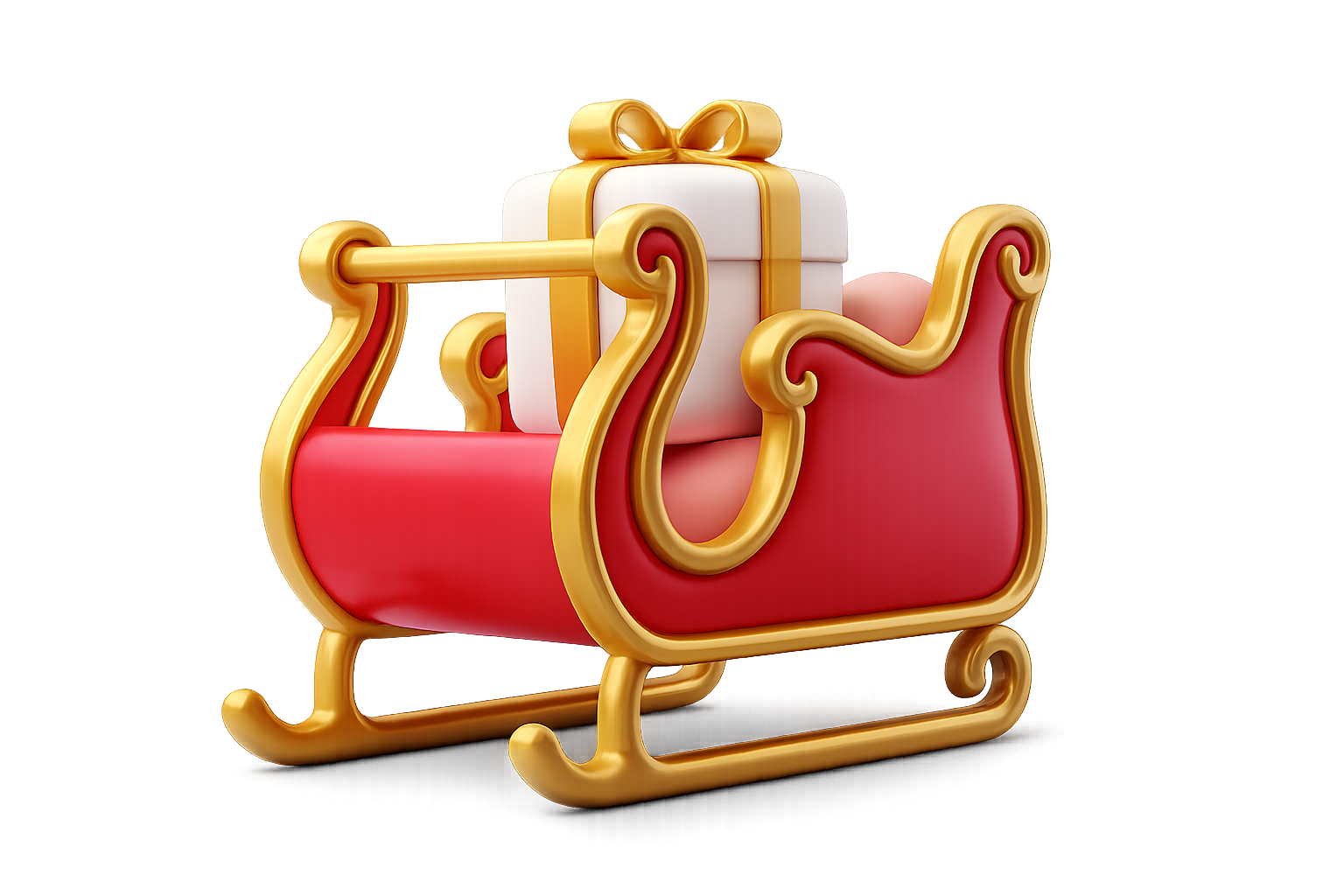 Santa's Elegant Sleigh With Gift Box, 3d style, for christmas, free illustration