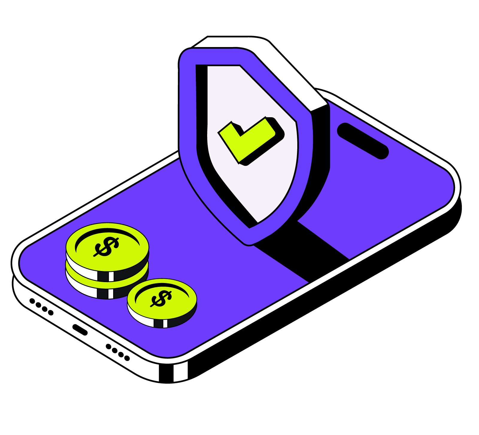 Secure Mobile Wallet & Payment, flat style, for fintech, free illustration