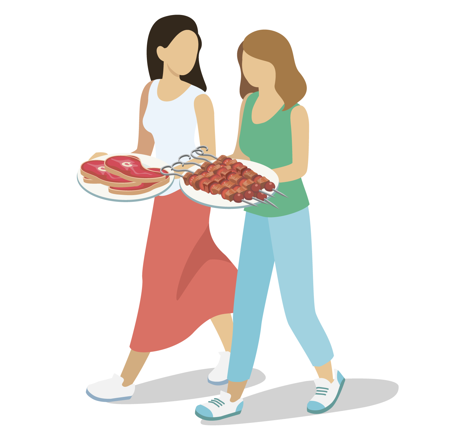 Serving Grilled Food Illustration, flat style, for food-beverage, free illustration
