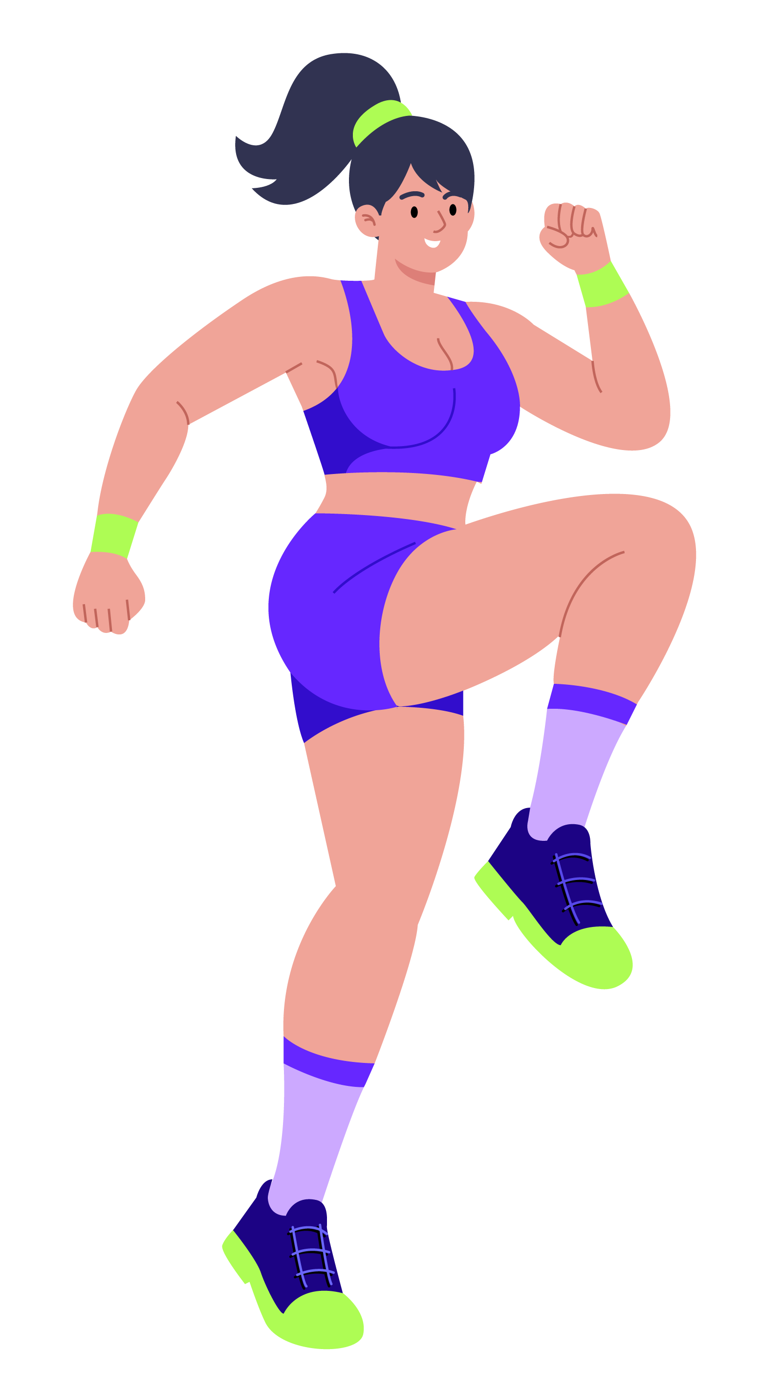 Woman Doing High Knee Exercise, flat style, for sports, free illustration