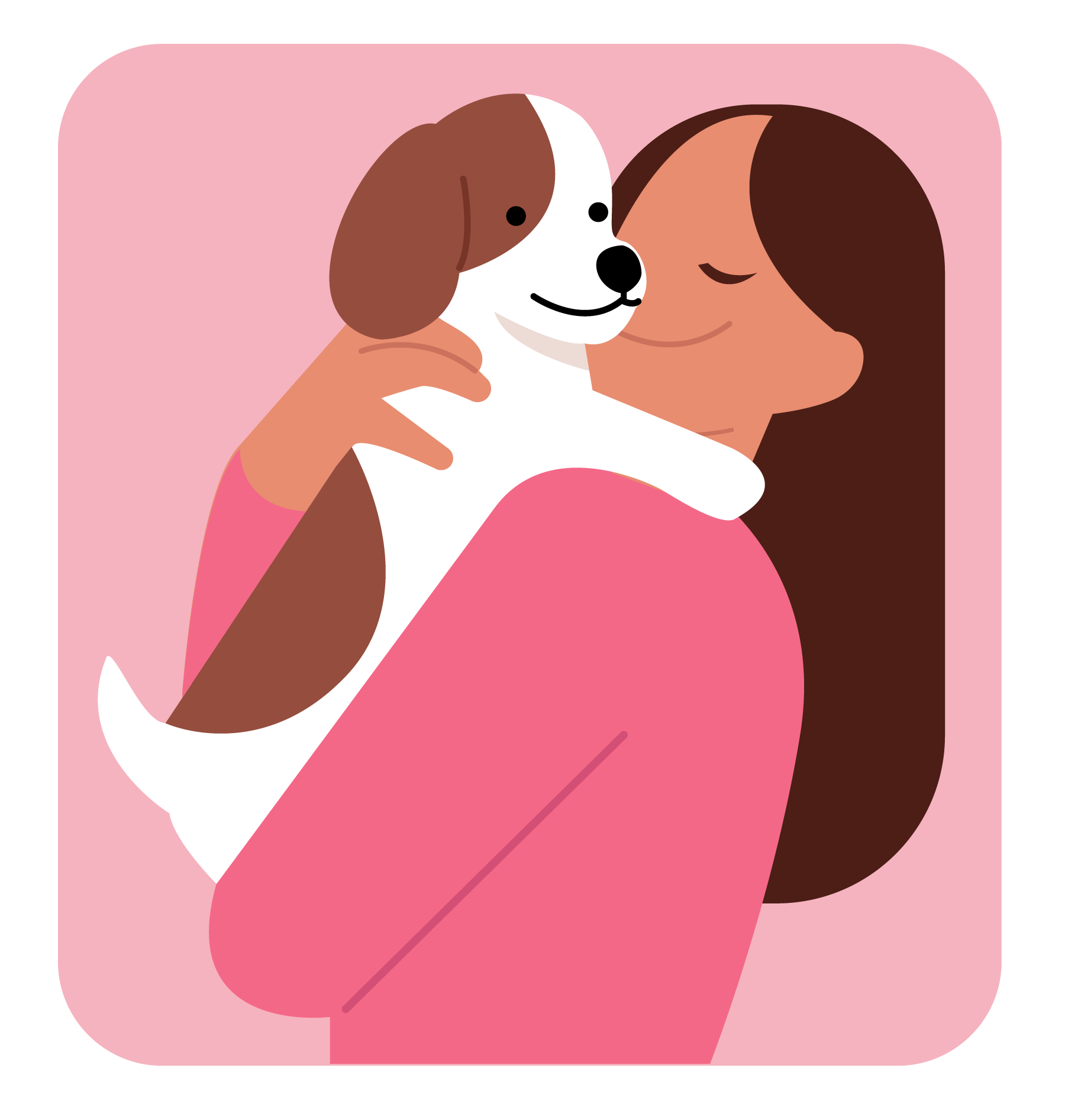 Woman Hugging Dog Illustration, flat style, for pets-animals, free illustration