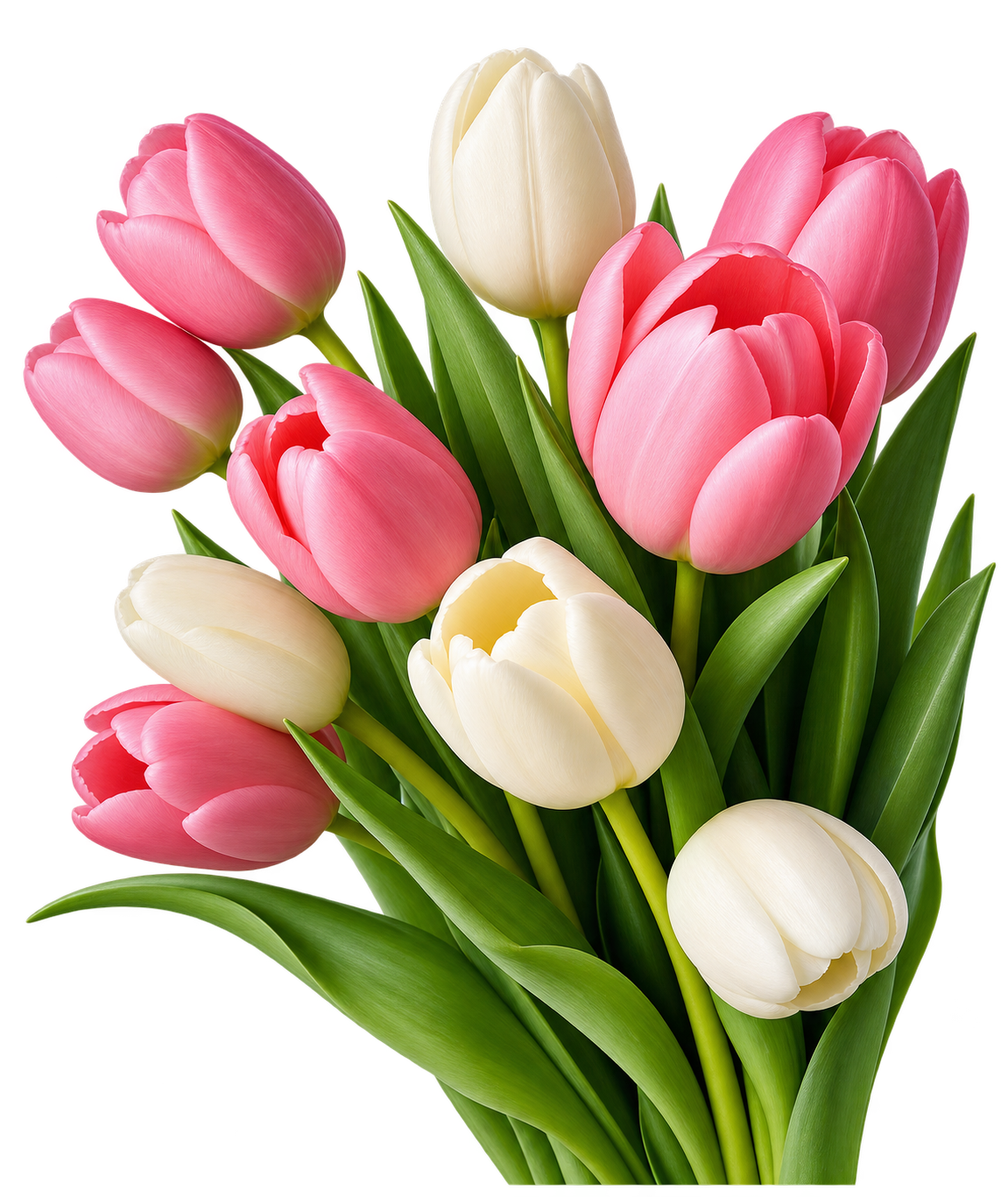 Pink and Ivory Tulip Bouquet Png