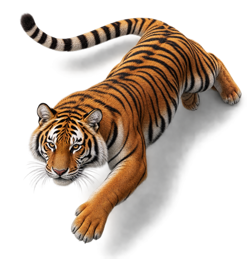 Leaping Bengal Tiger Cutout Transparent PNG