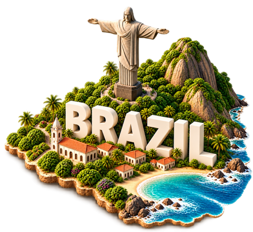 Brazil Travel 3D Miniature Diorama with Christ the Redeemer PNG