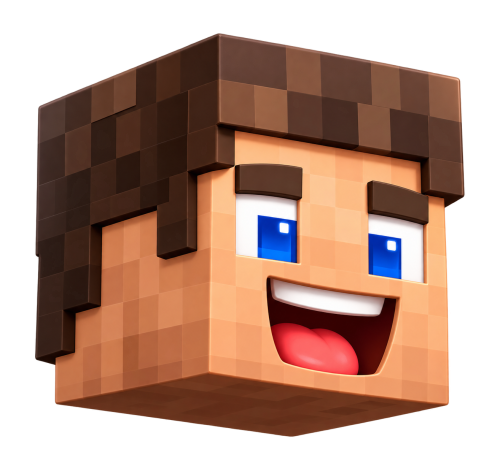 Cheerful Voxel Character Head Png