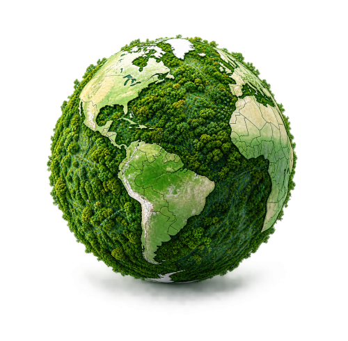 Eco Friendly 3D Earth Globe with Green Forest Texture PNG