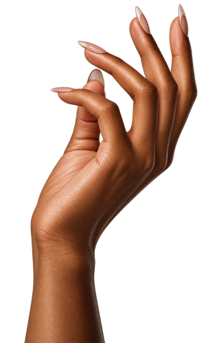 Elegant Glossy Nude Manicure Hand Transparent