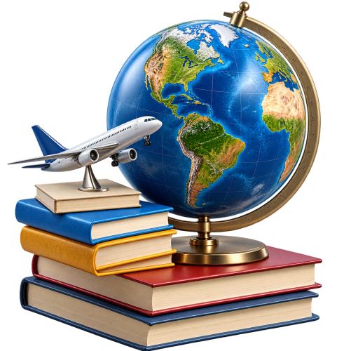 Globe, Airplane and Travel Books