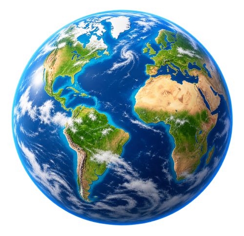 Glossy Atlantic Earth Globe Png
