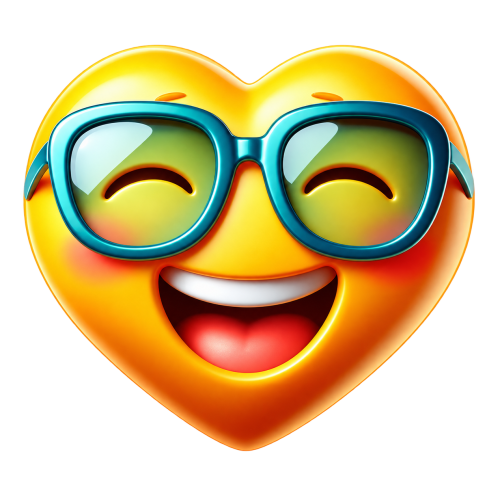 Glossy Laughing Heart with Sunglasses