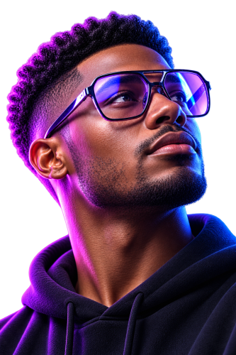 Neon Futuristic Portrait of a Visionary Man
